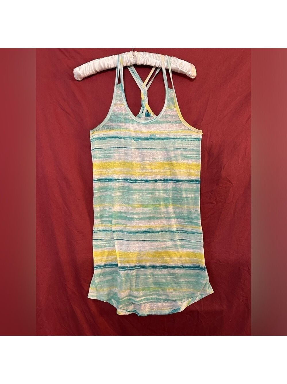 Girl’s swim coverup size large. White, green, yellow. Good pre owned shape